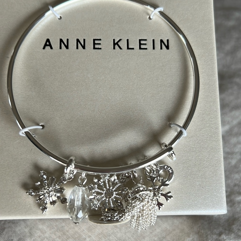 Anne Klein bangle bracelet. Silver. Snowflake themed. Brand new.